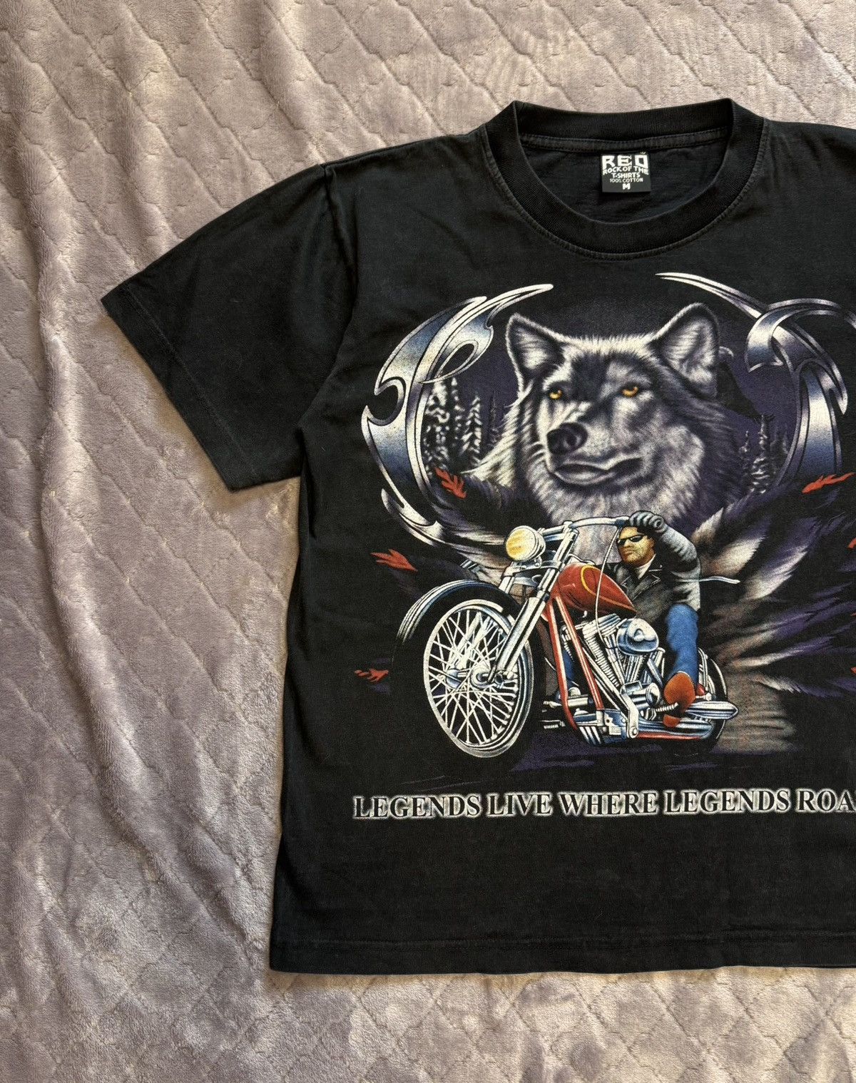 Band Tees × Vintage Vintage 2000s Biker Wolf Tee Shirt Size US M / EU 48-50 / 2 - 3 Thumbnail