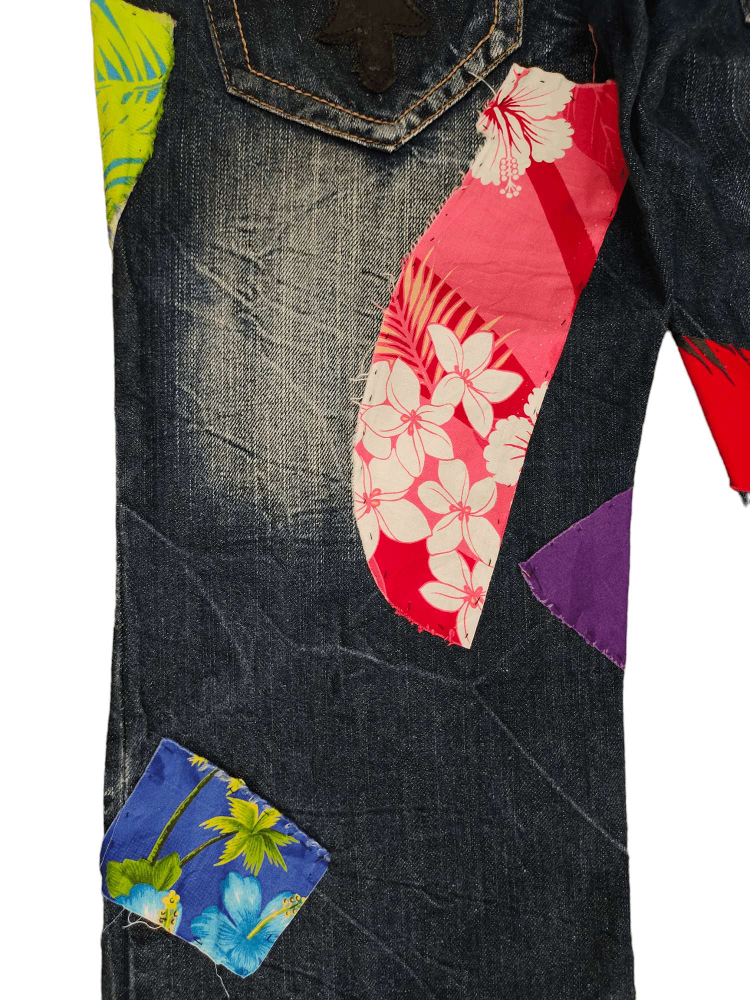 If Six Was Nine Flare Jeans Japan Patchwork Faded Boot Cut Y2k Lgb Size US 29 - 17 Thumbnail