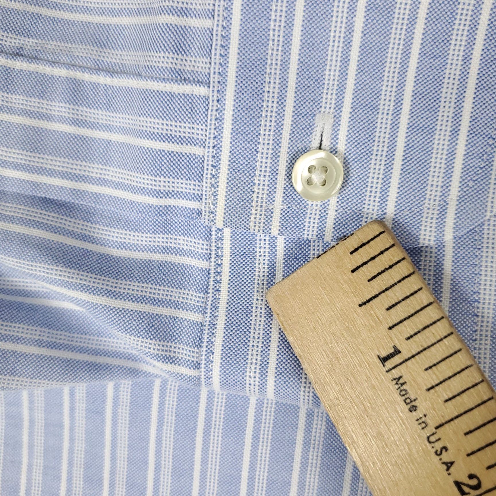 Brooks Brothers Brooks Brothers Dress Shirt Mens 17.5 Blue Striped Long Sleeve Button Down Shirt Size 48R - 3 Thumbnail