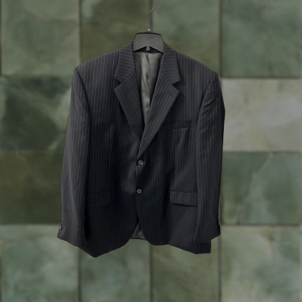 Ralph Lauren Lauren Ralph Lauren Blazer Mens 42S Black Wool Tweed Striped 2-Button Notch Lapel Long Suit Jacket Size 42R - 1 Thumbnail