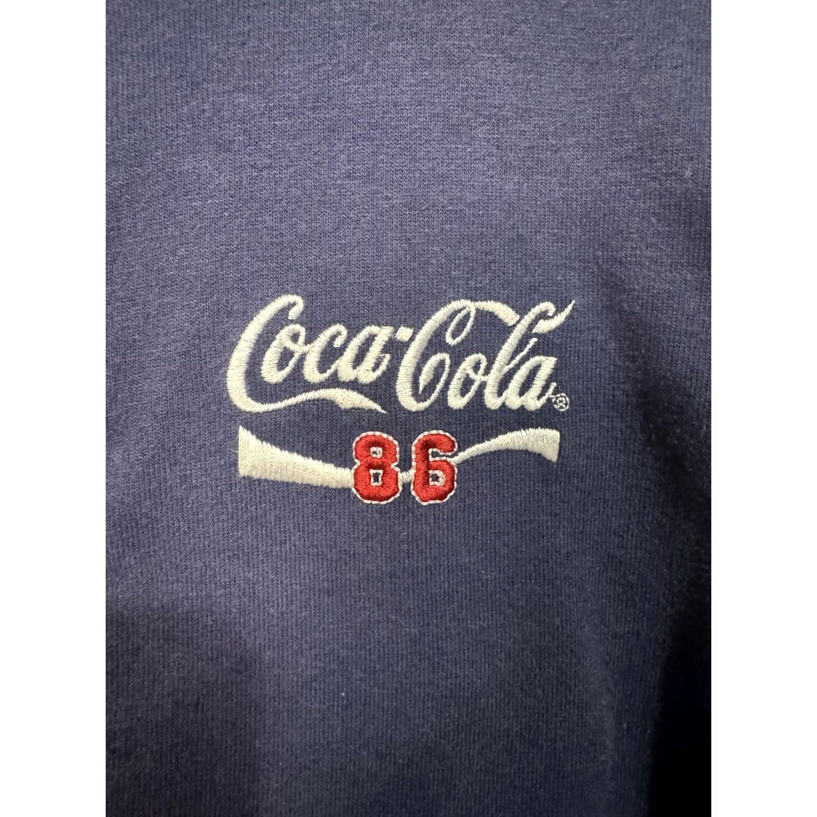 Vintage Coca-Cola Women’s Navy Blue Track Jacket with Red and White Stripe Detail Hoodie Zip Front Womens L Size L / US 10 / IT 46 - 2 Thumbnail