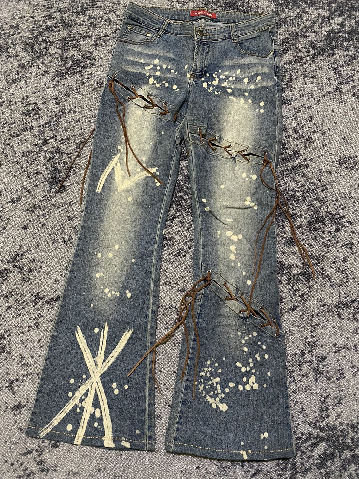 Hysteric Glamour Y2k Winkwink laced ifsixwasnine flare jeans Size 29" - 3 Thumbnail