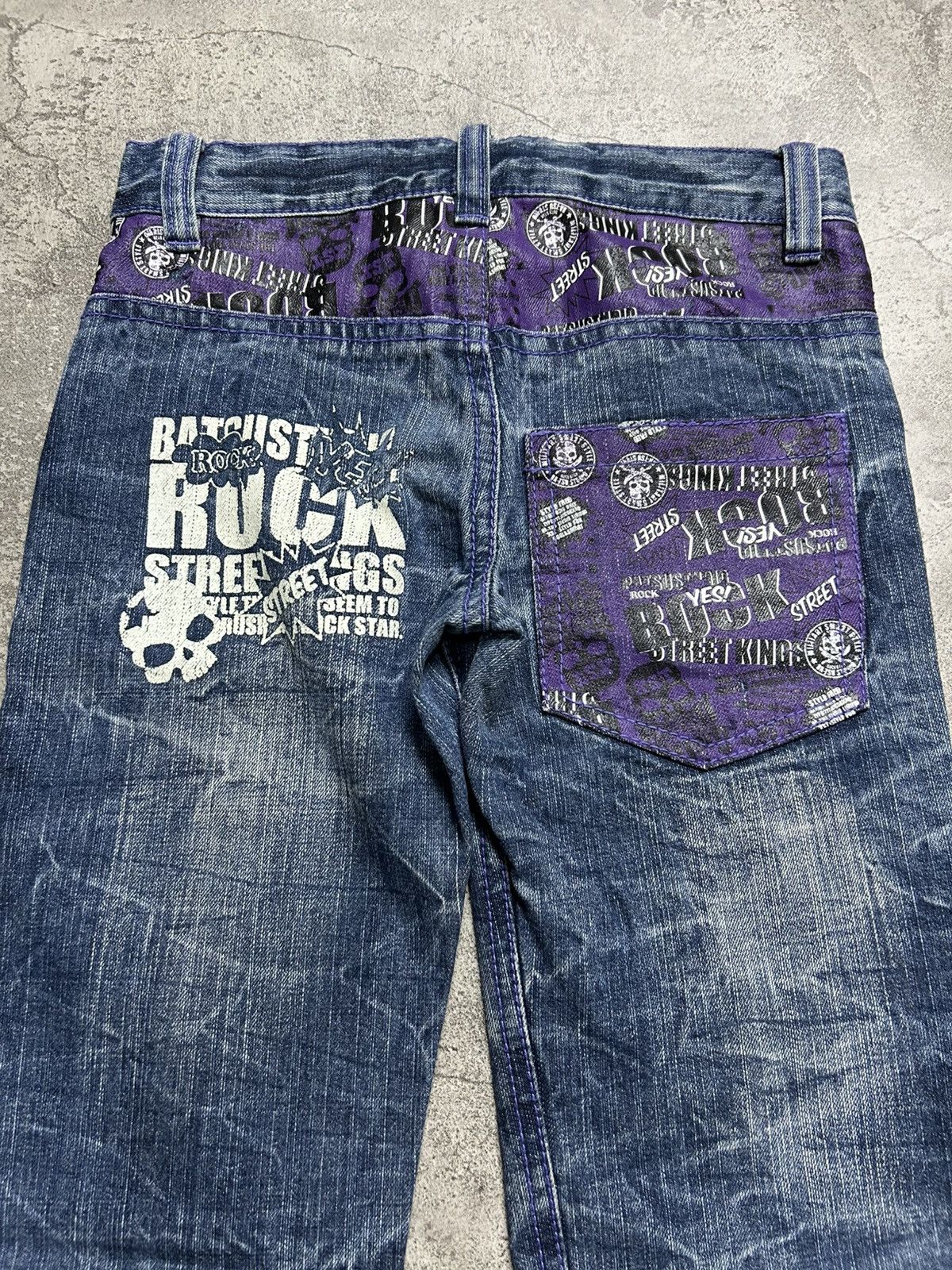 Japanese Brand 2000s Ba tsu Studio Skull Denim Pants Punk style Size US 26 / EU 42 - 8 Thumbnail