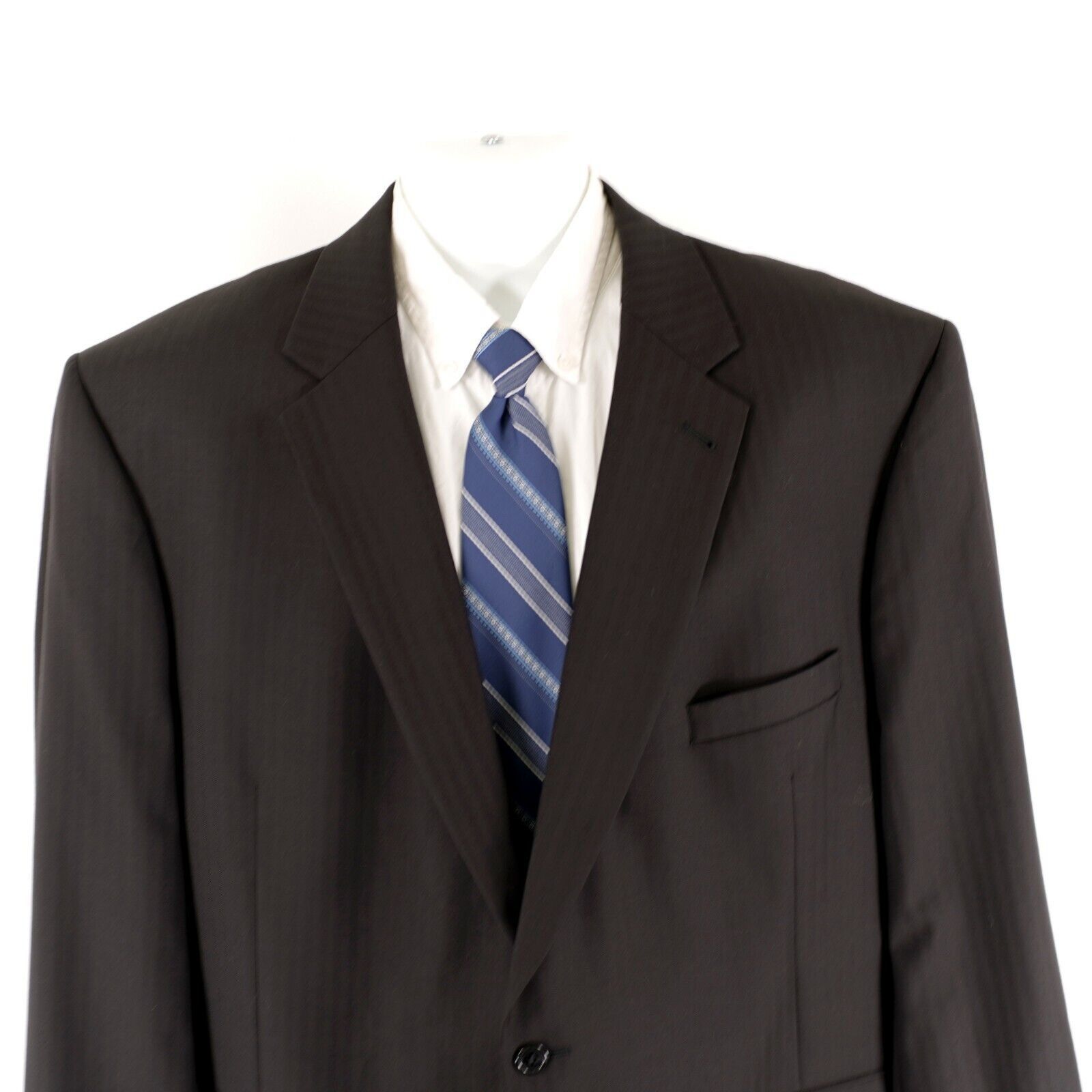 Jos. A. Bank Jos A Bank Signature Black Wool Herringbone 2 Button Suit Ja Size 48L - 1 Thumbnail