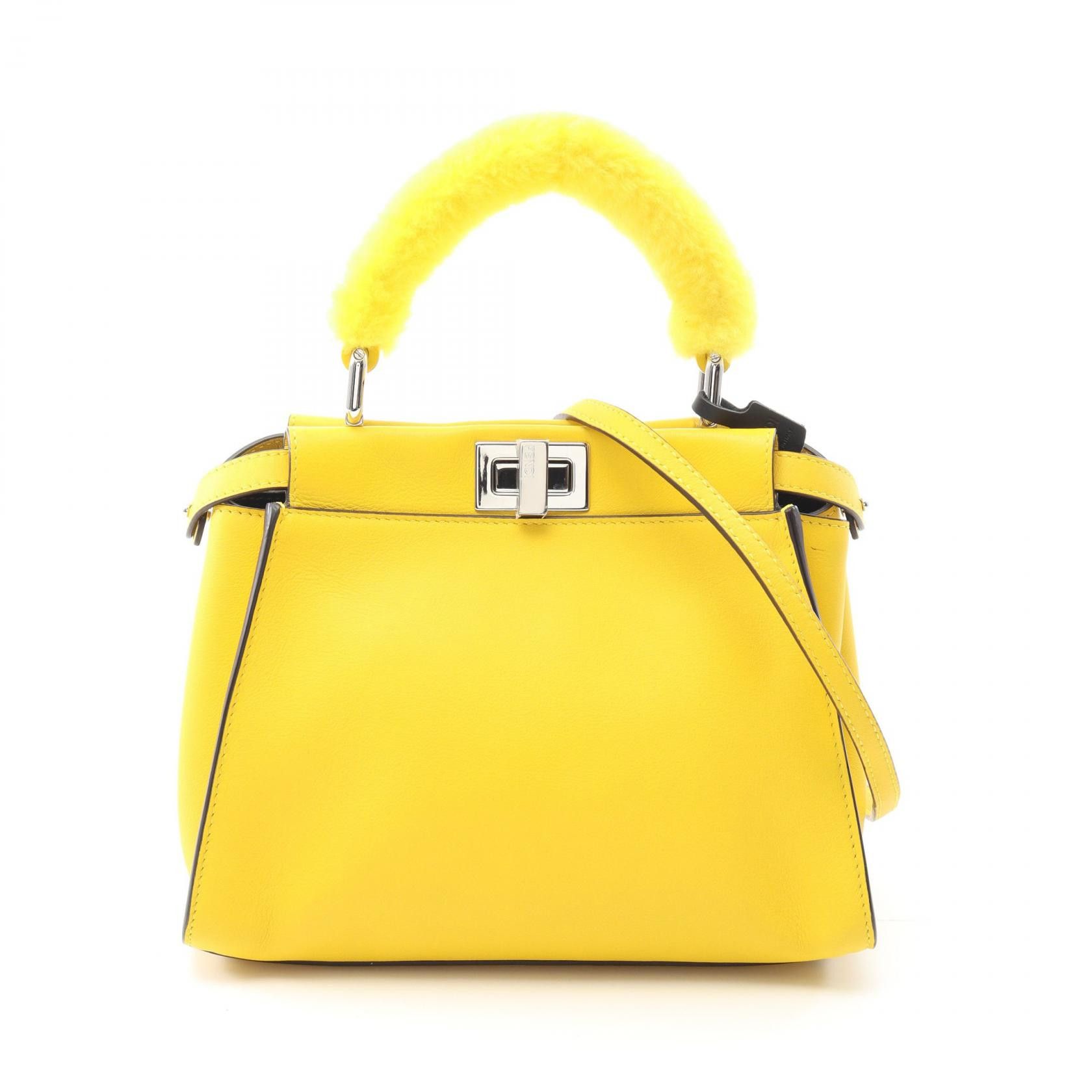 Fendi Fendi Fendi Mini Peekaboo Leather Fur Handbag Leather Handbag 8BN244 Size ONE SIZE - 1 Thumbnail