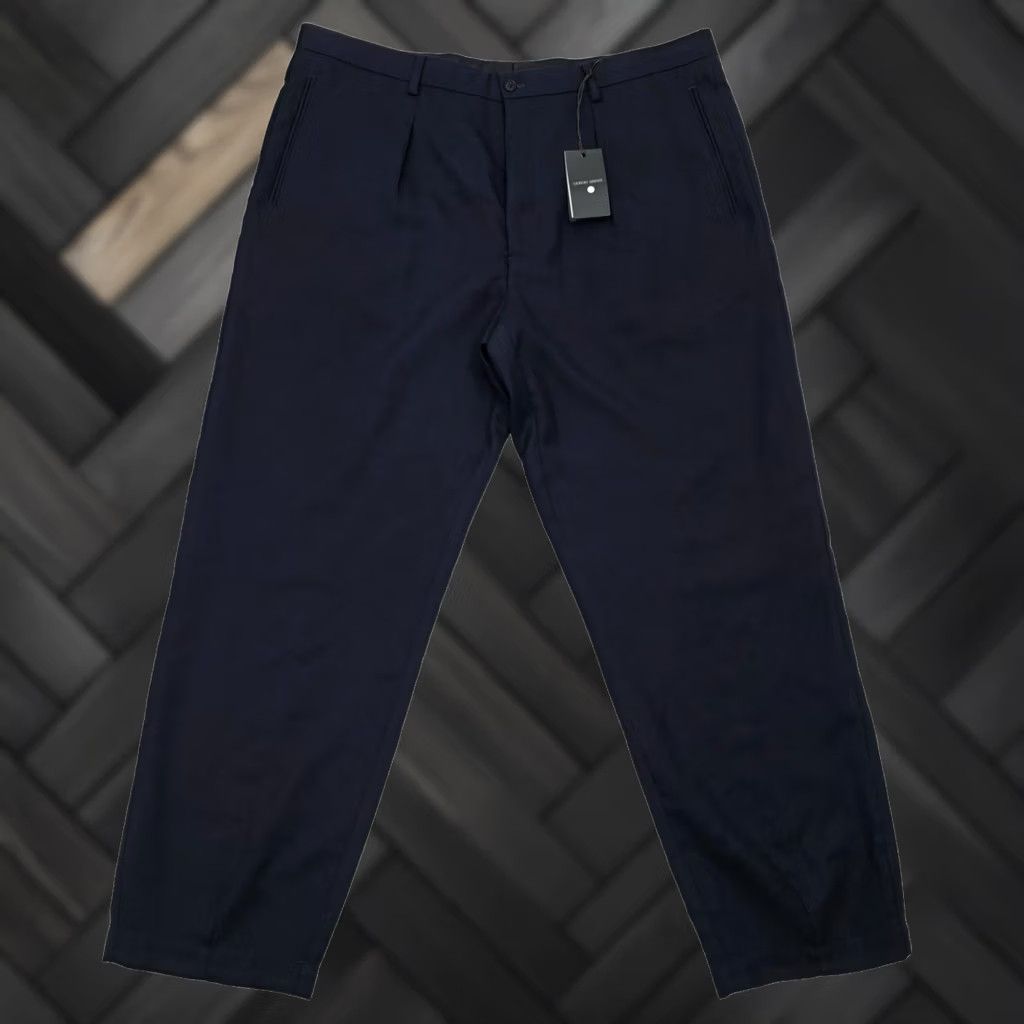 Giorgio Armani Giorgio Armani Mens Navy Pleated Straight Trousers Wool Size 32 Size US 32 / EU 48 - 1 Thumbnail
