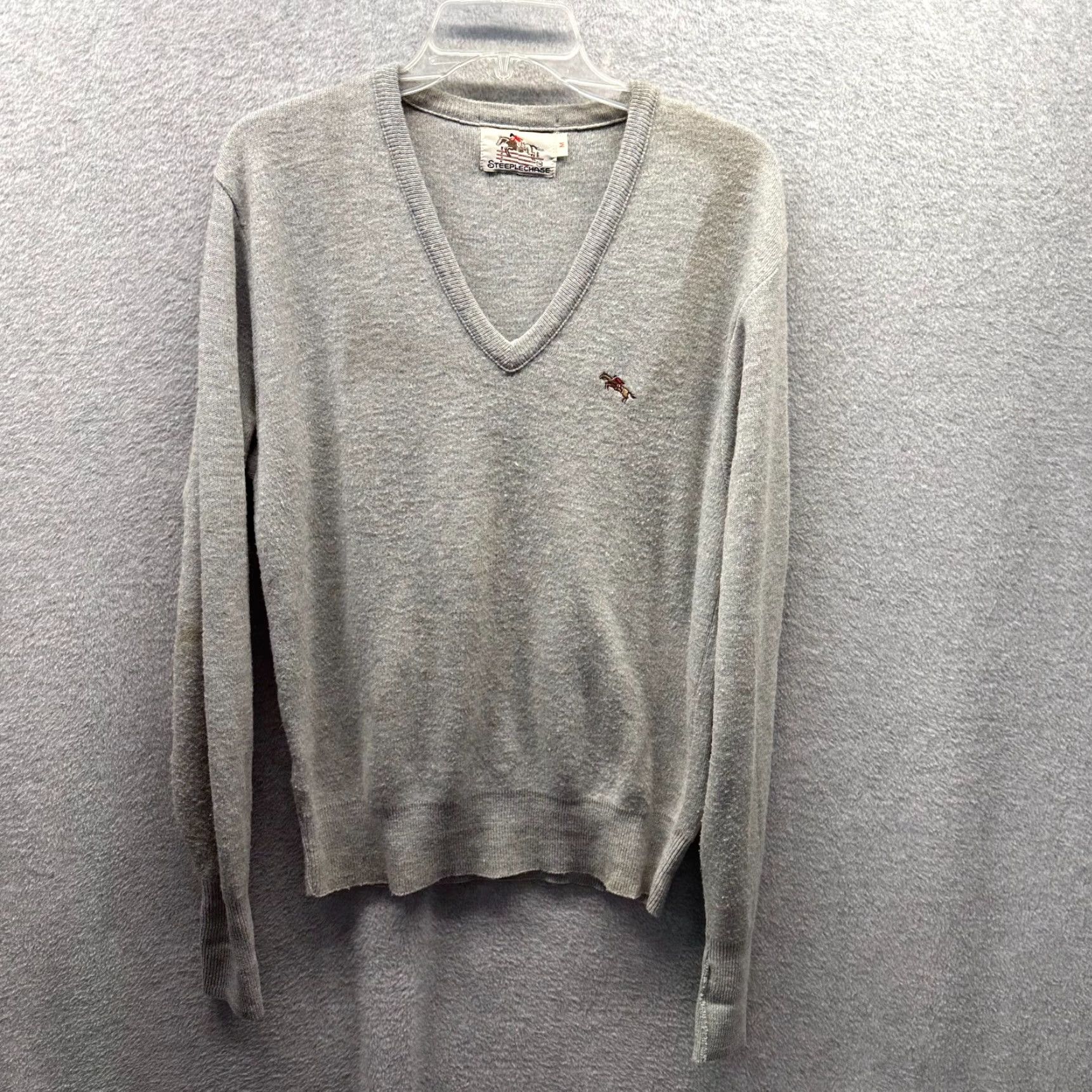 Vintage VINTAGE Steeplechase Sweater Mens Adult Medium Gray Knit V-Neck Pullover Casual 80s Knit Size US M / EU 48-50 / 2 - 2 Thumbnail