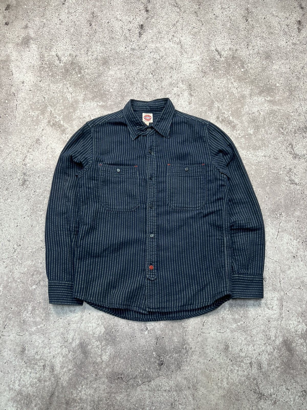 Edwin Vintage Edwin Blue Indigo Labour Workwear Docker Shirt Size US S / EU 44-46 / 1 - 1 Thumbnail