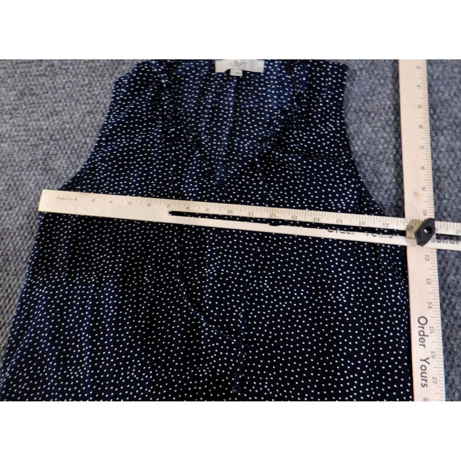 Loft LOFT Blouse Womens Medium Navy Blue White Polka Dot Sleeveless Tie Neck Top Size M / US 6-8 / IT 42-44 - 7 Thumbnail