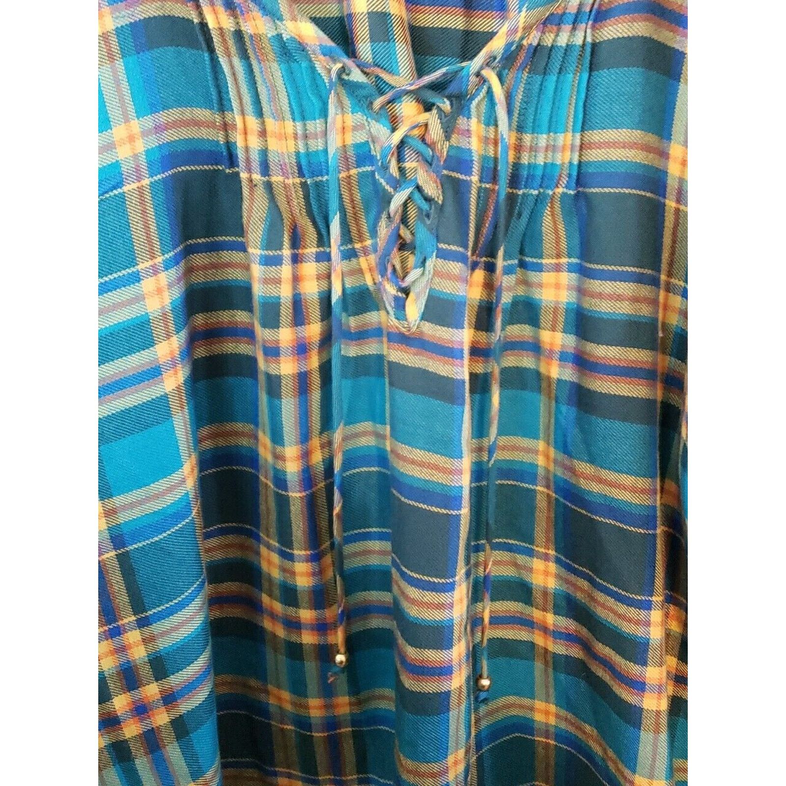 Other The Pioneer Woman Large Blue Plaid Floral Embroidery Top Size L / US 10 / IT 46 - 4 Thumbnail