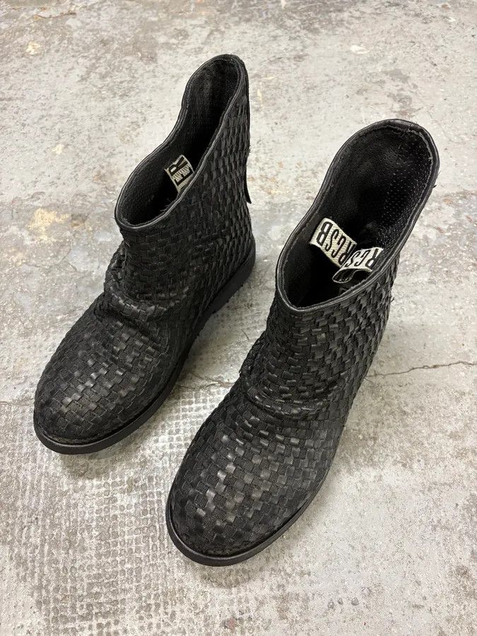 Dirk Bikkembergs Bikkembergs Black Woven Embossed Leather Boots Size US 7 / IT 37 - 4 Thumbnail