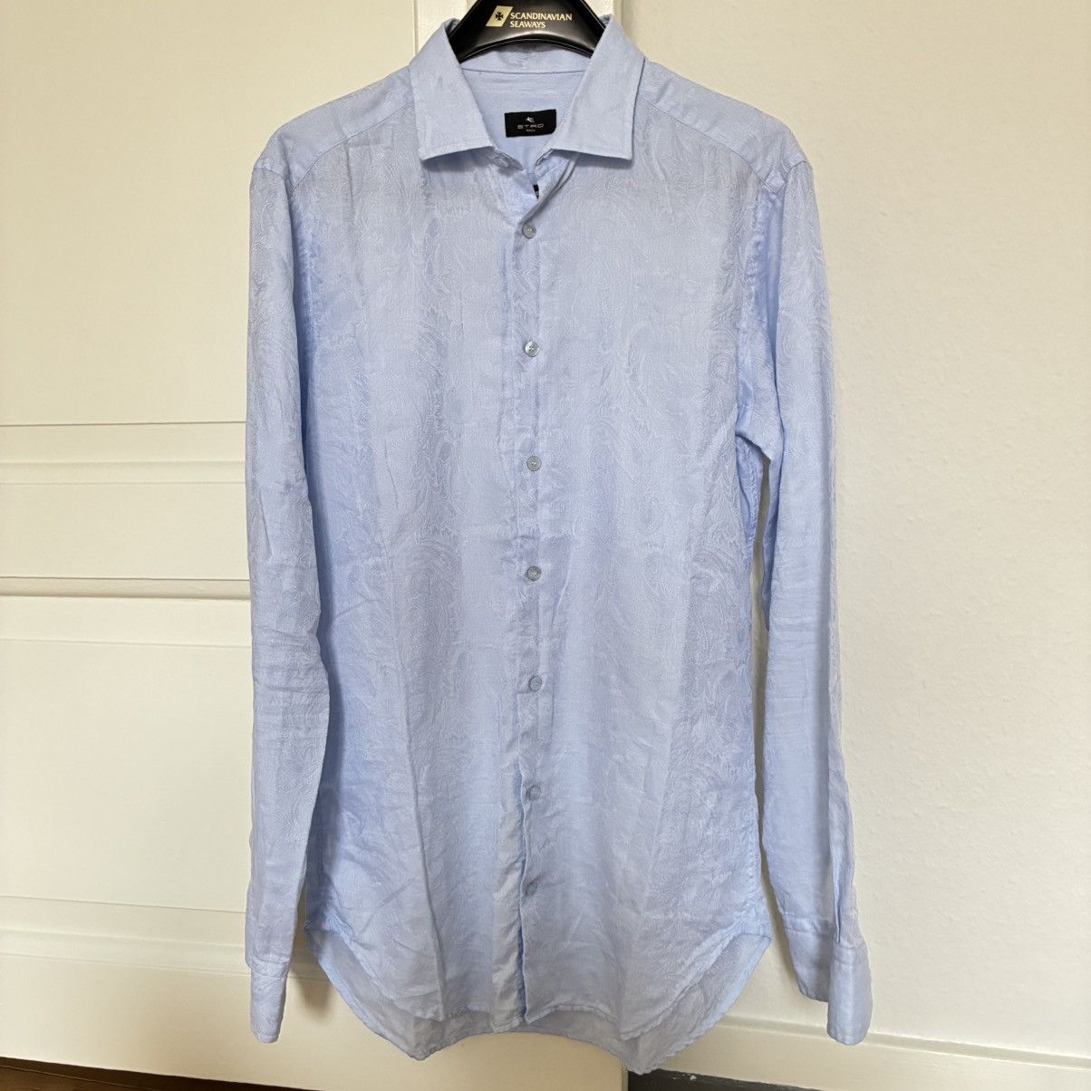 Etro Etro Milano Light Blue Tonal Paisley Jacquard Shirt-Slim Fit Size US XS / EU 42 / 0 - 1 Thumbnail