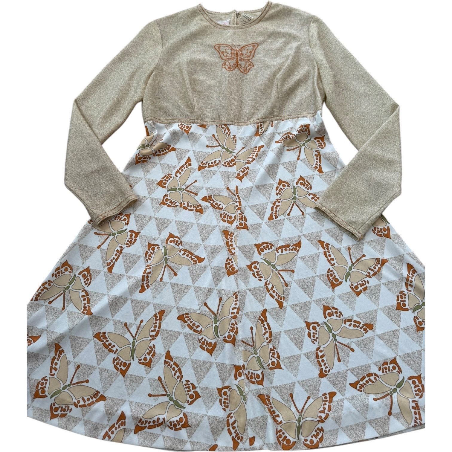 Vintage Jerell of Texas butterfly dress brown & tan medium