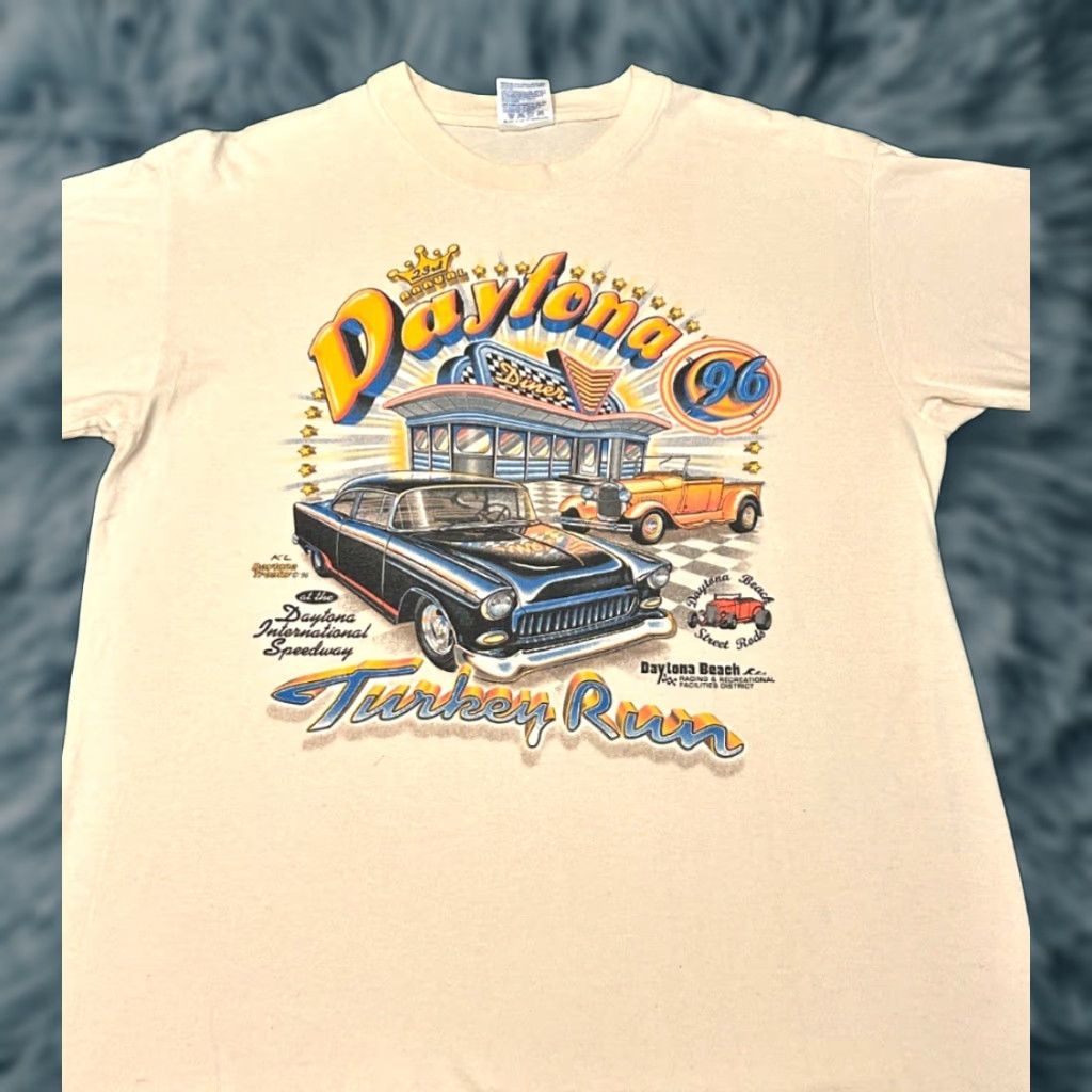 NASCAR VINTAGE 90s Daytona Turkey Run 1996 Classic Car NASCAR Racing VTG Shirt Mens L Size US L / EU 52-54 / 3 - 1 Thumbnail