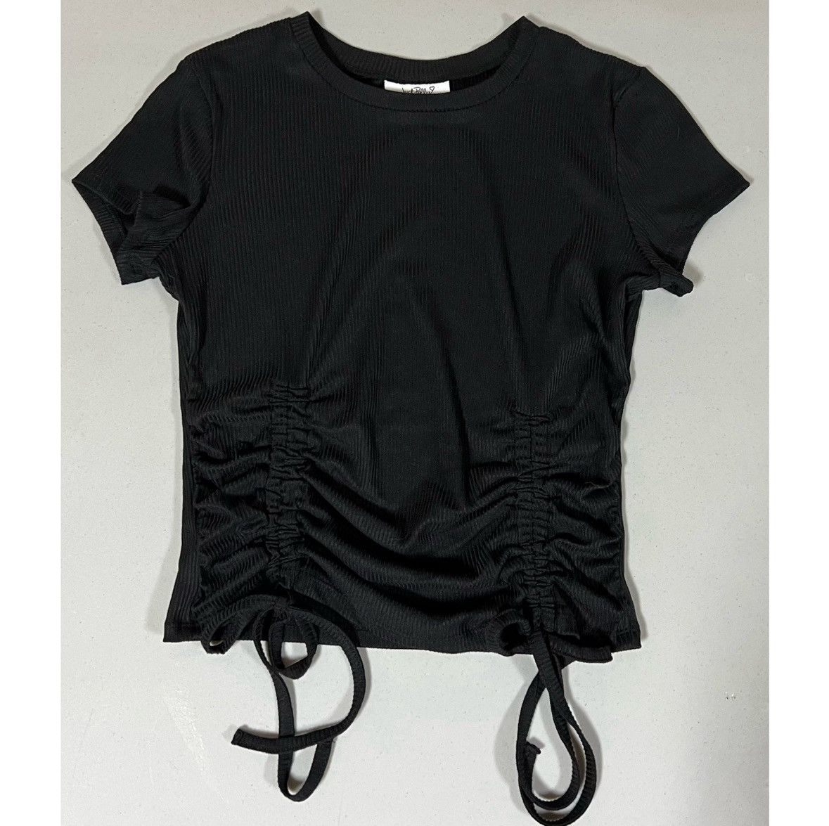 PRINCESS POLLY Just Polly Black Ruched Short Sleeve Tee T-Shirt Top Size M🖤 Size M / US 6-8 / IT 42-44 - 1 Thumbnail
