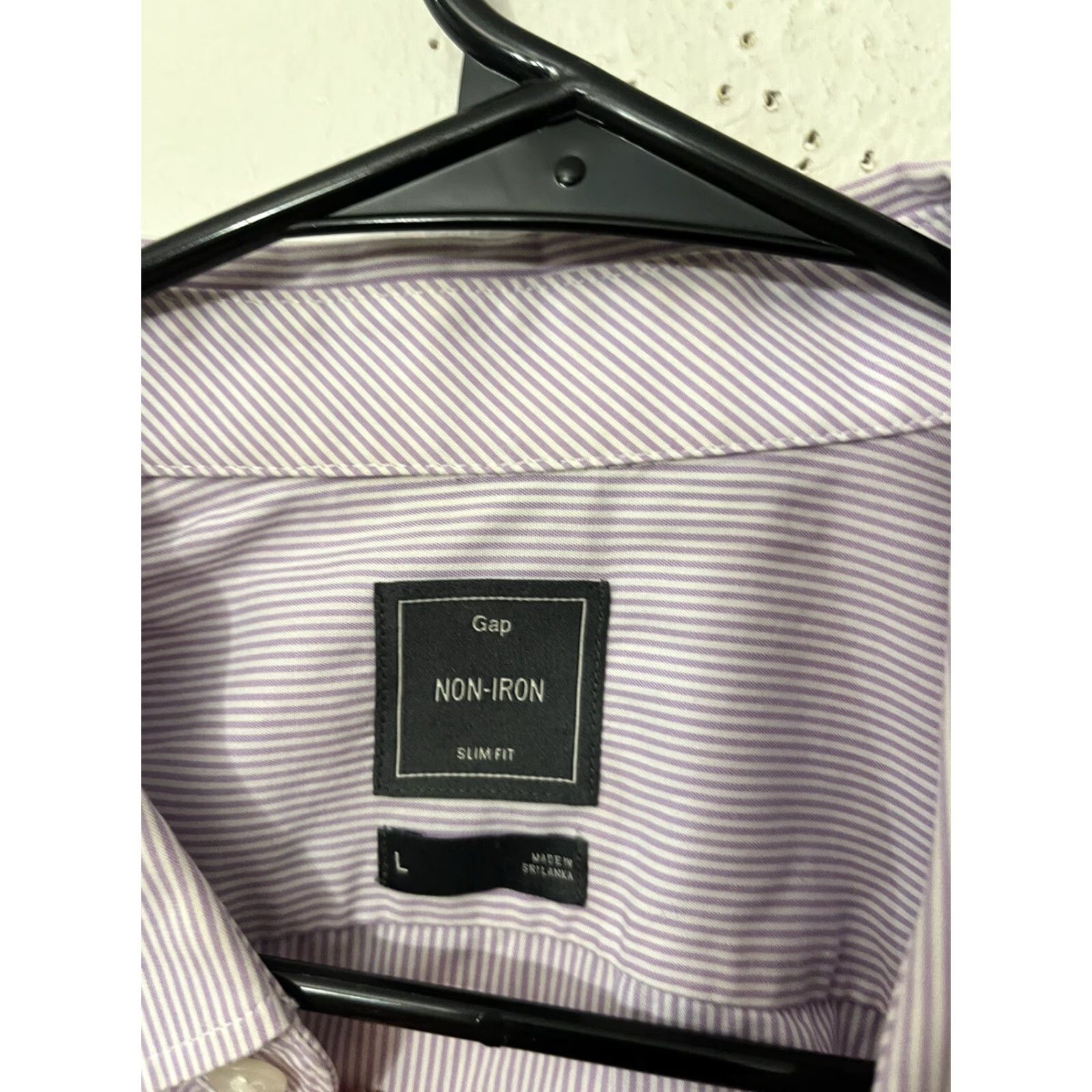 Gap GAP Mens Slim Fit Non-Iron Purple Gingham Dress Shirt Large Long Sleeve Collared Size US L / EU 52-54 / 3 - 2 Thumbnail