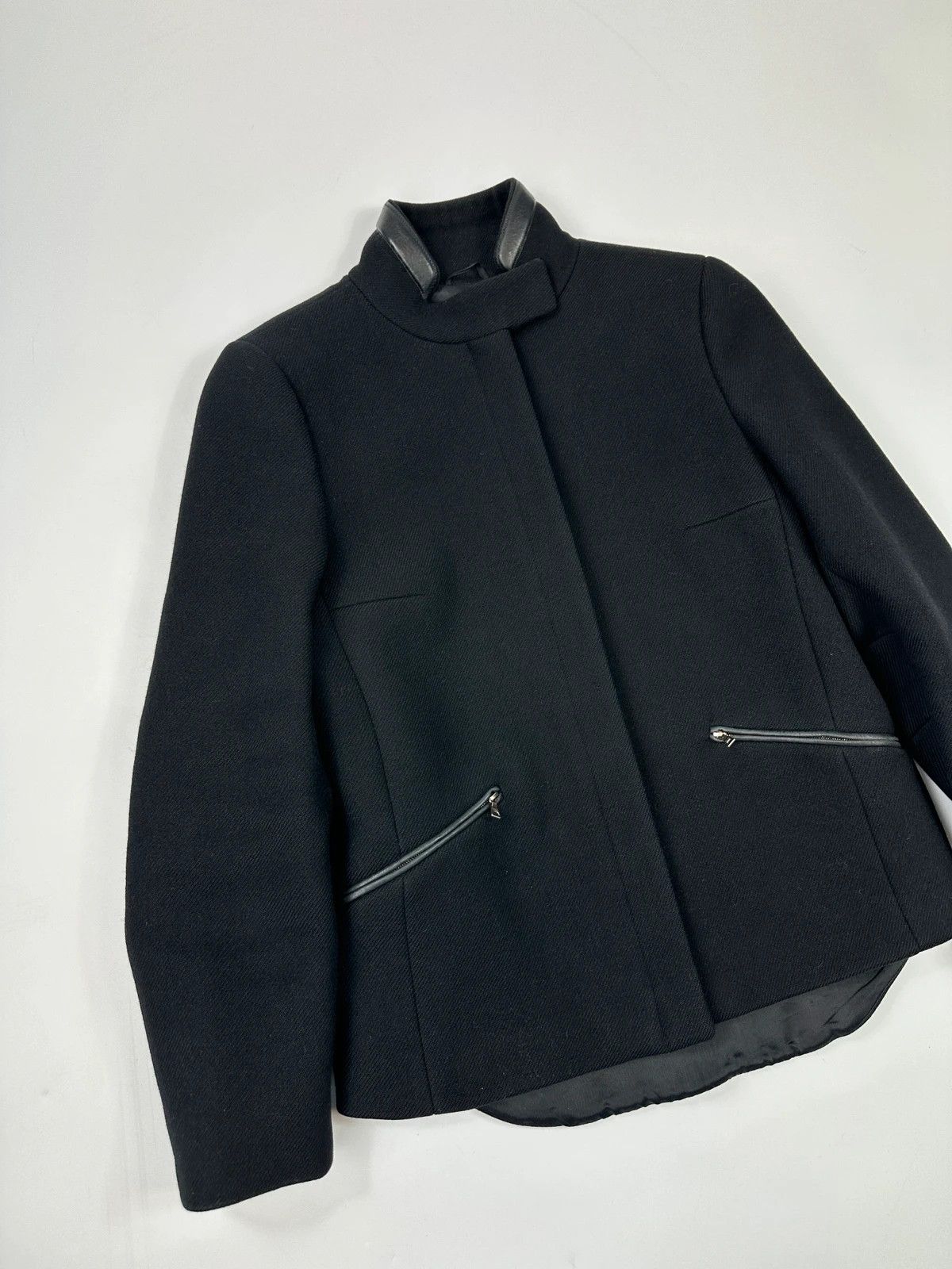 Prada Prada Milano FW1999 Black Wool & Leather Jacket Size S / US 4 / IT 40 - 4 Thumbnail