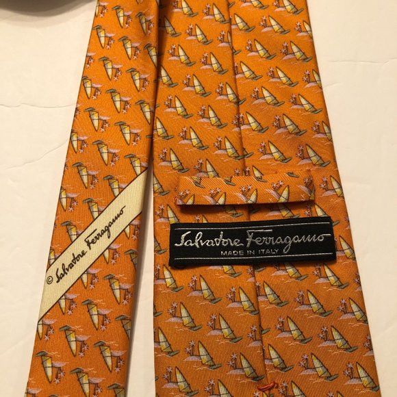 Salvatore Ferragamo SALVATORE FERRAGAMO MEN'S NEW 100%SILK TIE WIDTH: 3 1/2" Size ONE SIZE - 11 Thumbnail
