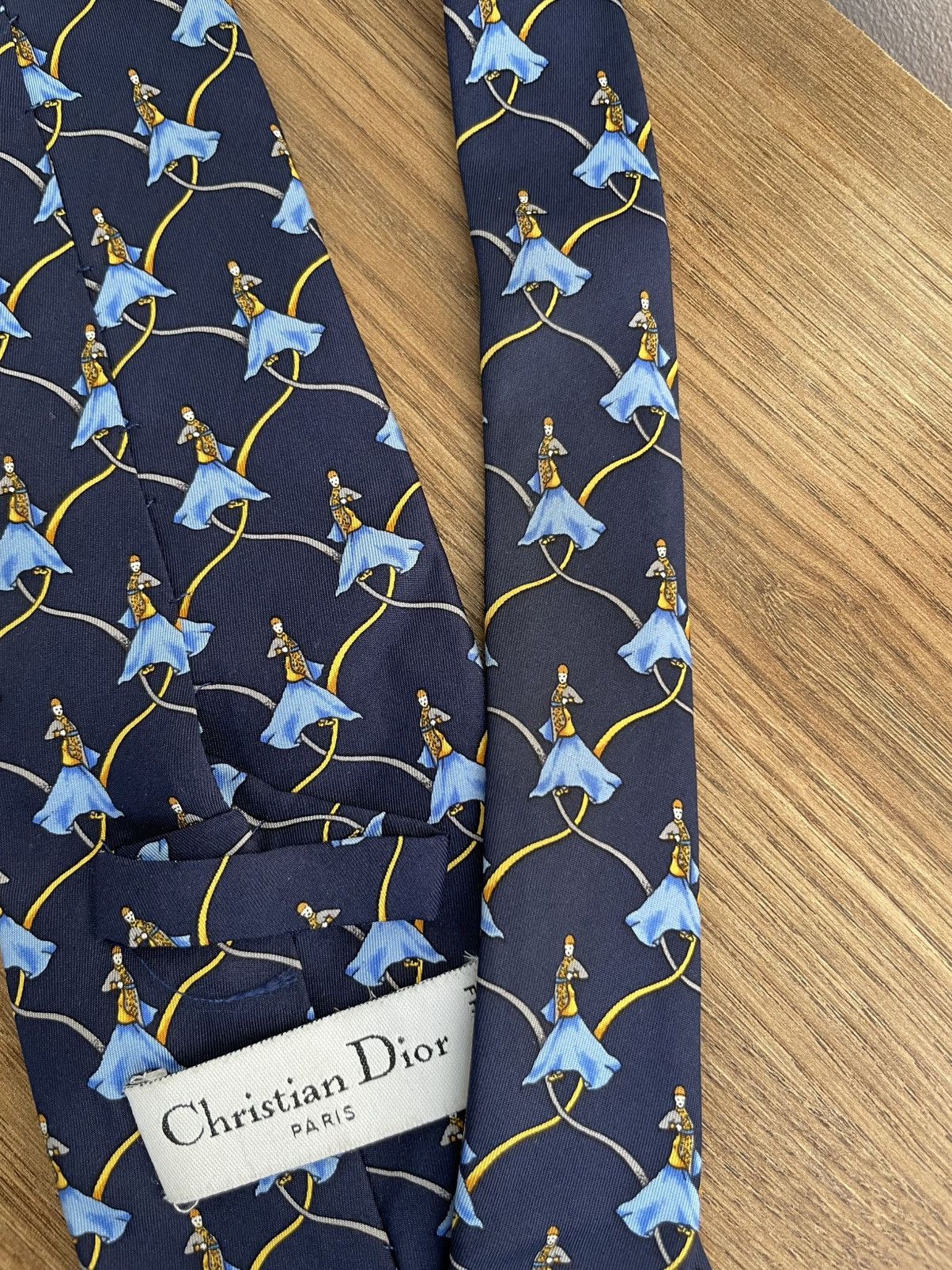 Christian Dior Monsieur Christian Dior Silk Tie Patterned Vintage Blue Gold Luxury Size ONE SIZE - 9 Thumbnail