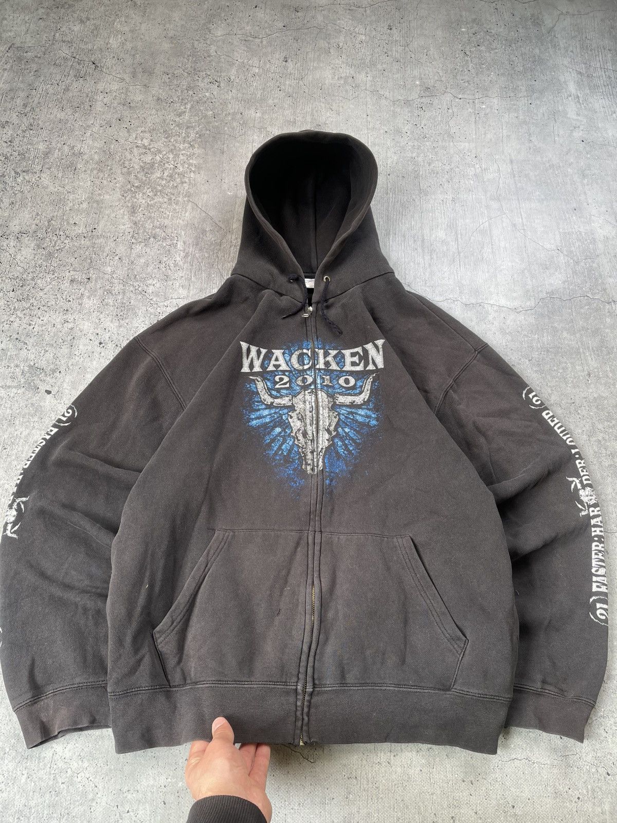 Vintage Vintage Wacken 2010 Zip Up Hoodie Distressed Sun Faded Y2K Size US XL / EU 56 / 4 - 4 Thumbnail