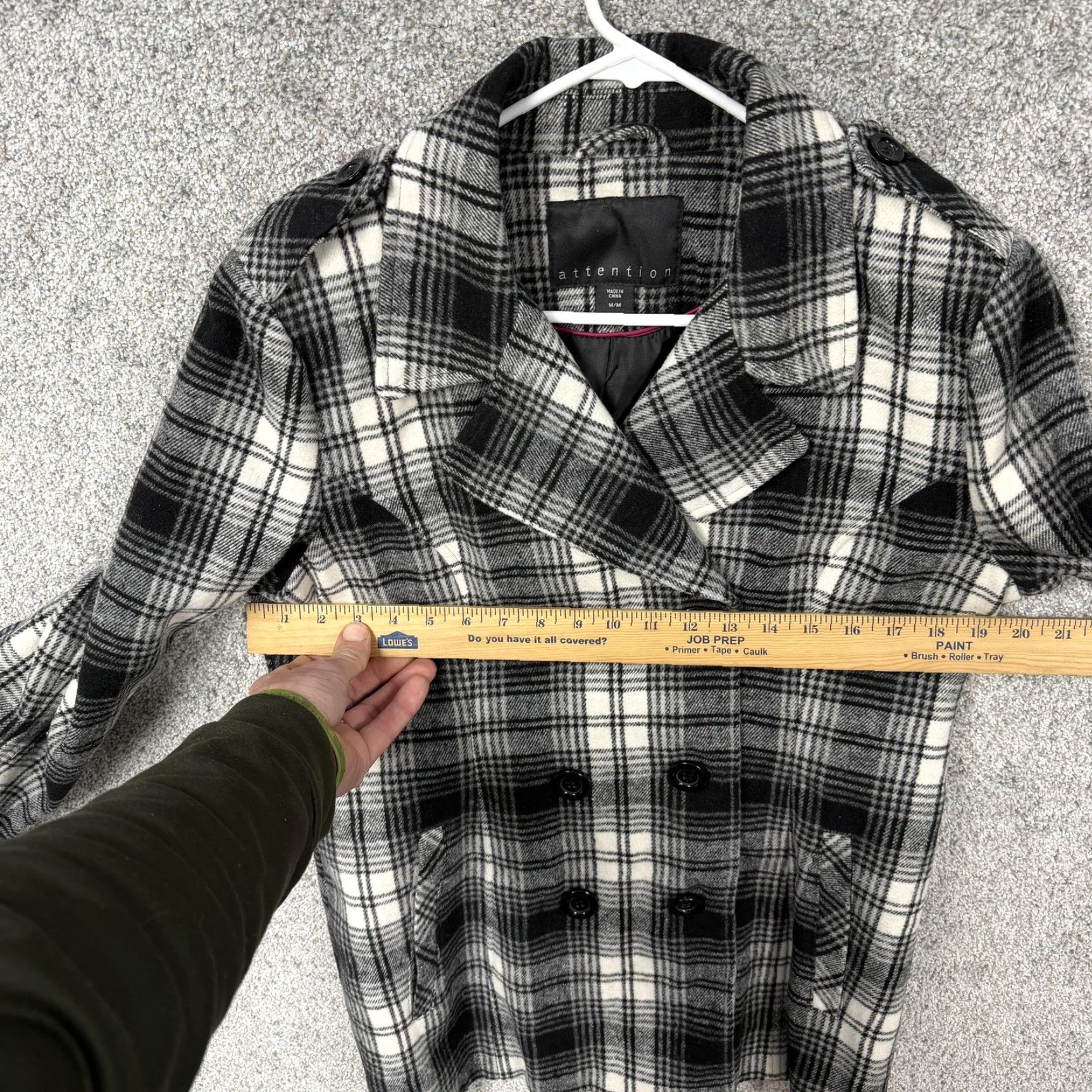 Doublet Attention Pea Coat Womens M Black White Plaid Double Breasted Cozy Dark Academia Coat Size M / US 6-8 / IT 42-44 - 4 Thumbnail