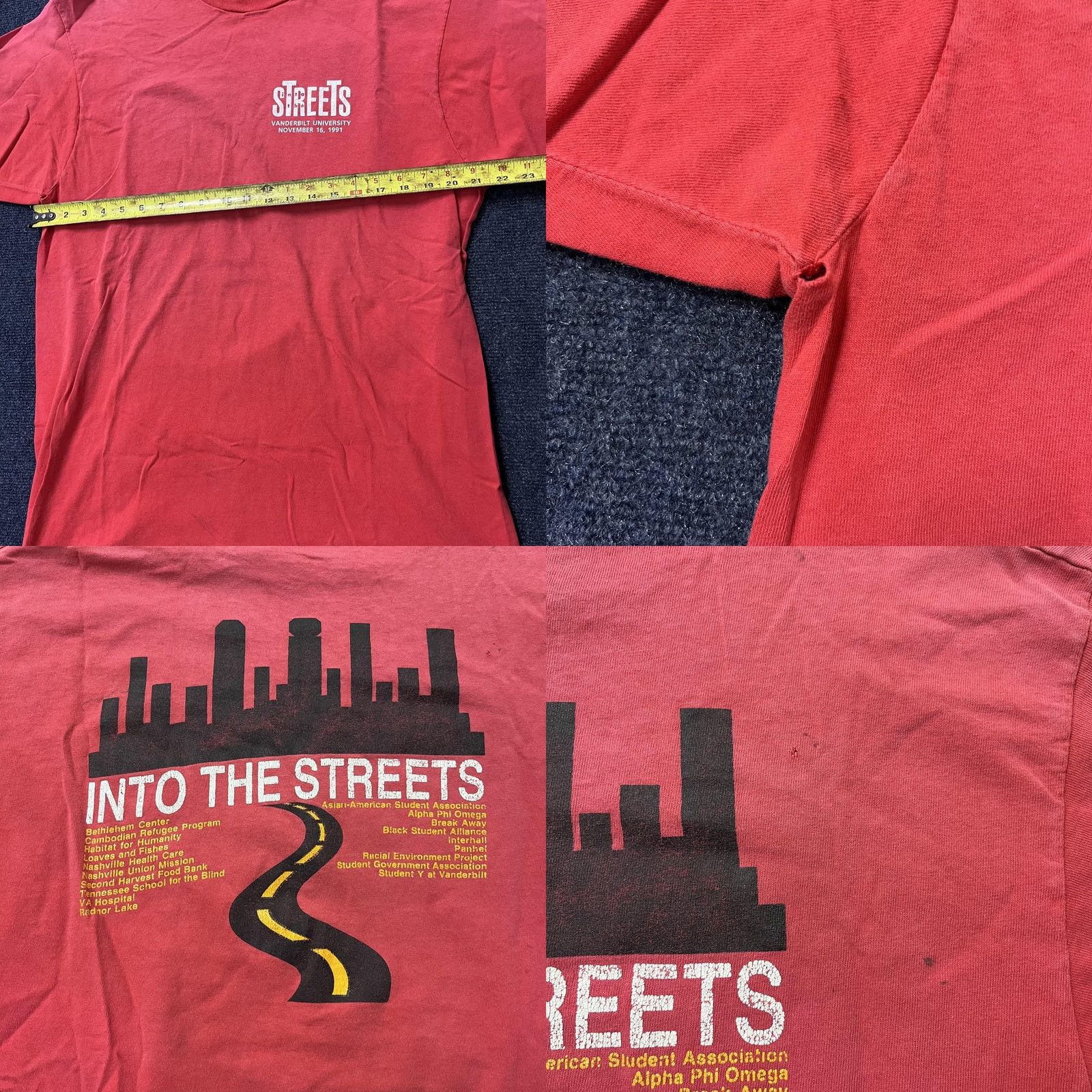 Fruit Of The Loom VINTAGE Fruit of the Loom Shirt Mens XL Red Vanderbilt 1991 Into The Streets Tee Size US XL / EU 56 / 4 - 8 Thumbnail