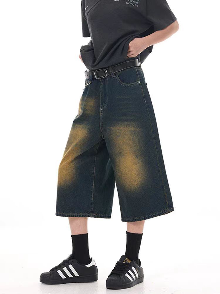 Japanese Brand × Vintage Washed vintage tube casual wide leg denim shorts Size US 34 / EU 50 - 2 Thumbnail