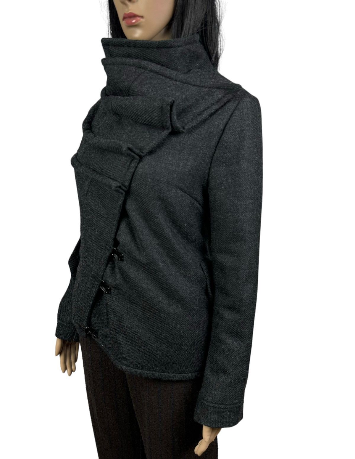 Designer Drina Marya Wool Jacket Avant Garde Asymmetrical Coat size S Size S / US 4 / IT 40 - 7 Thumbnail