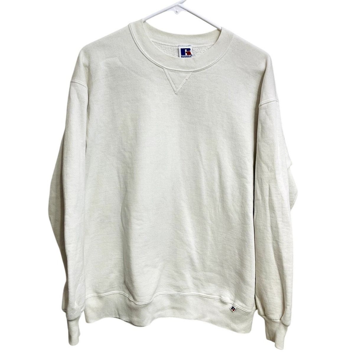 Russell Athletic × Vintage Vintage Men's Made in USA White Russell Crewneck Sweater XL Size US XL / EU 56 / 4 - 1 Thumbnail