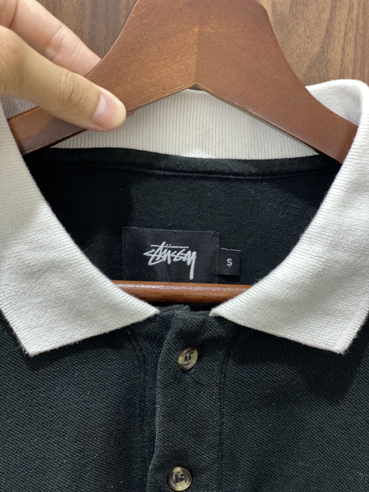 Stussy Stüssy Dark/Black Contrast Collar Polo Shirt l Size US S / EU 44-46 / 1 - 3 Thumbnail