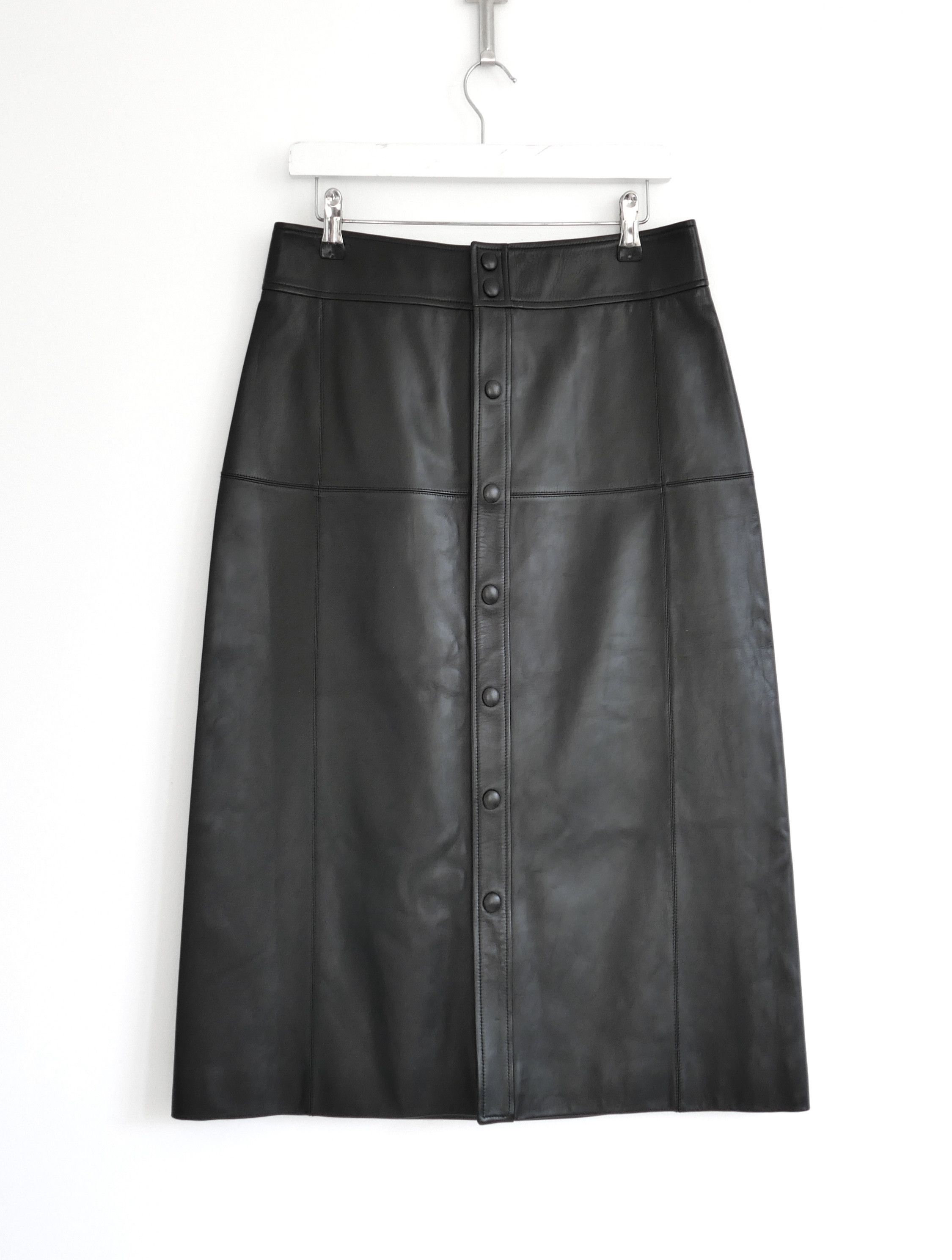 Saint Laurent Paris Saint Laurent Button Front Leather Skirt Pre-Fall 2020 Size 30" / US 8 / IT 44 - 2 Thumbnail