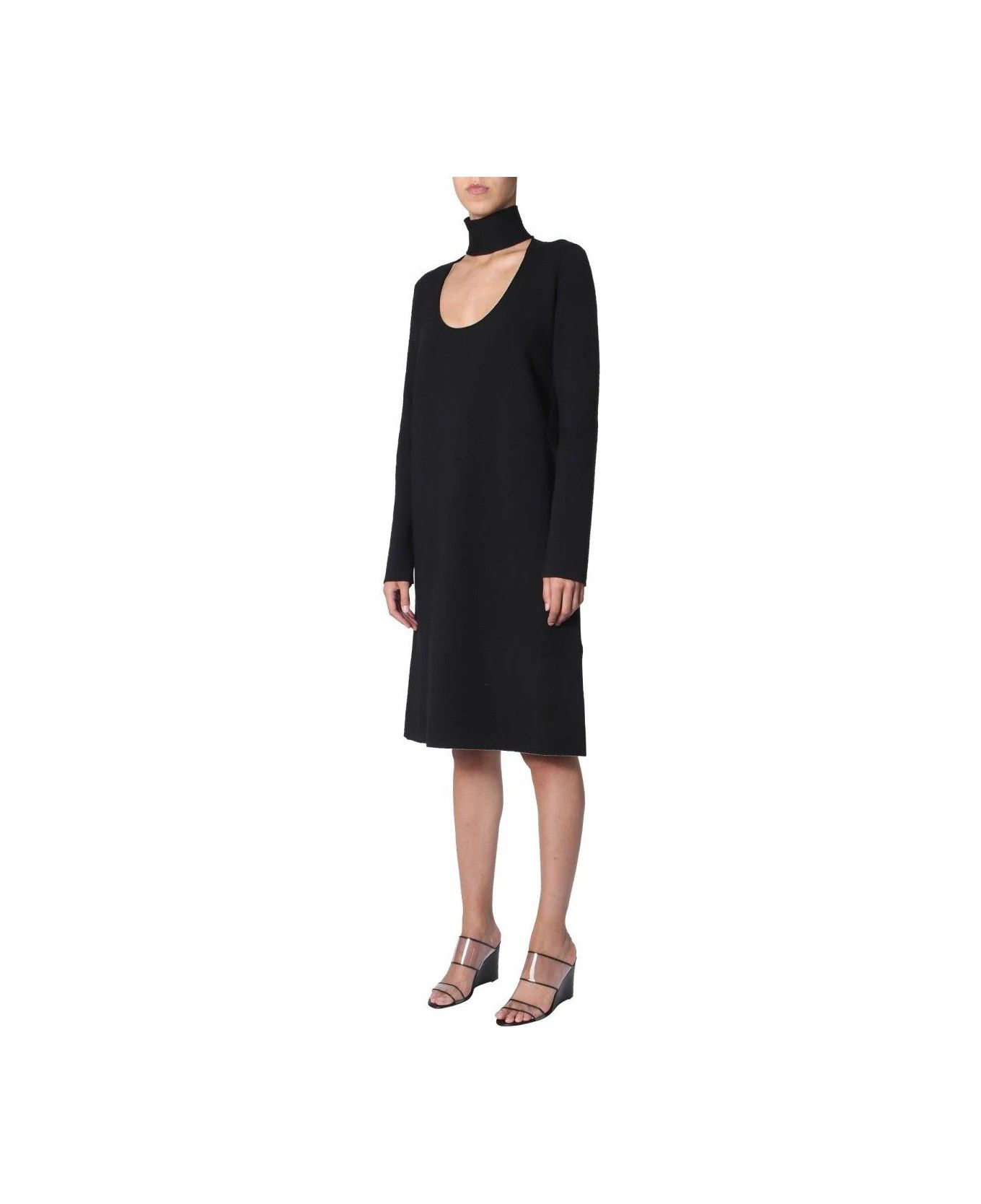 Bottega Veneta o1y0725 Midi Dress in Black Size S / US 4 / IT 40 - 3 Thumbnail