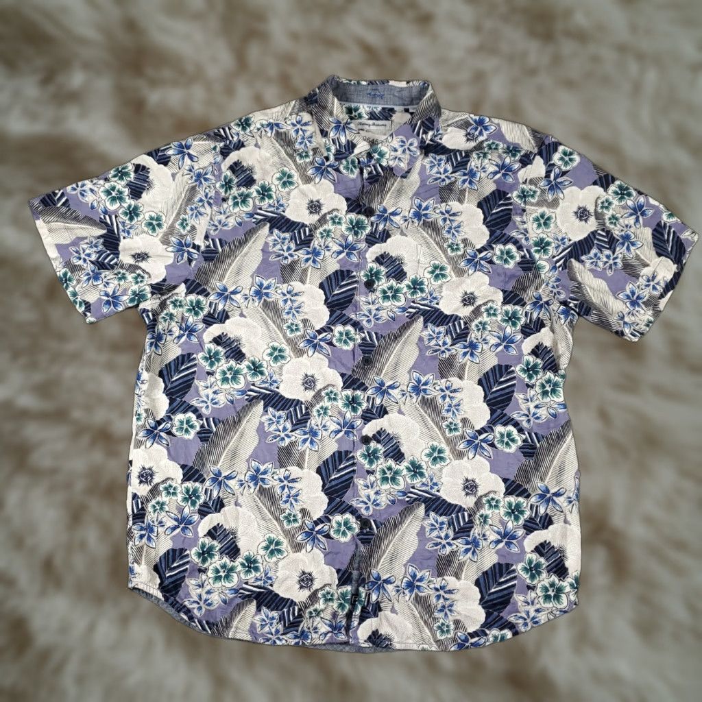 Tommy Bahama Tommy Bahama Shirt Mens XL Blue Floral Silk Hawaiian Button Up Short Sleeve Size US XL / EU 56 / 4 - 1 Thumbnail
