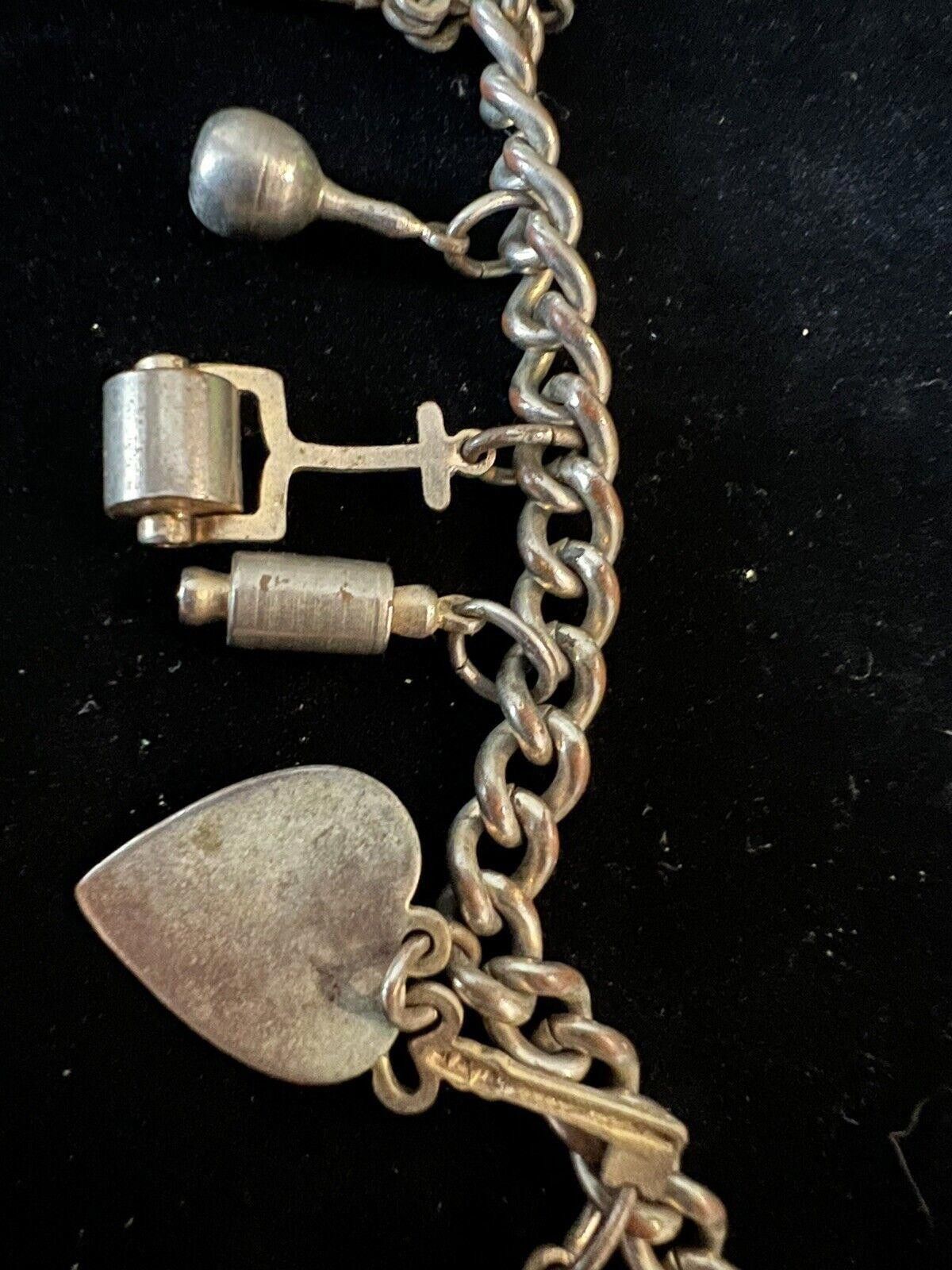 Designer Vintage Charm Bracelet 11 Charms Clasp Broken Size ONE SIZE - 4 Thumbnail