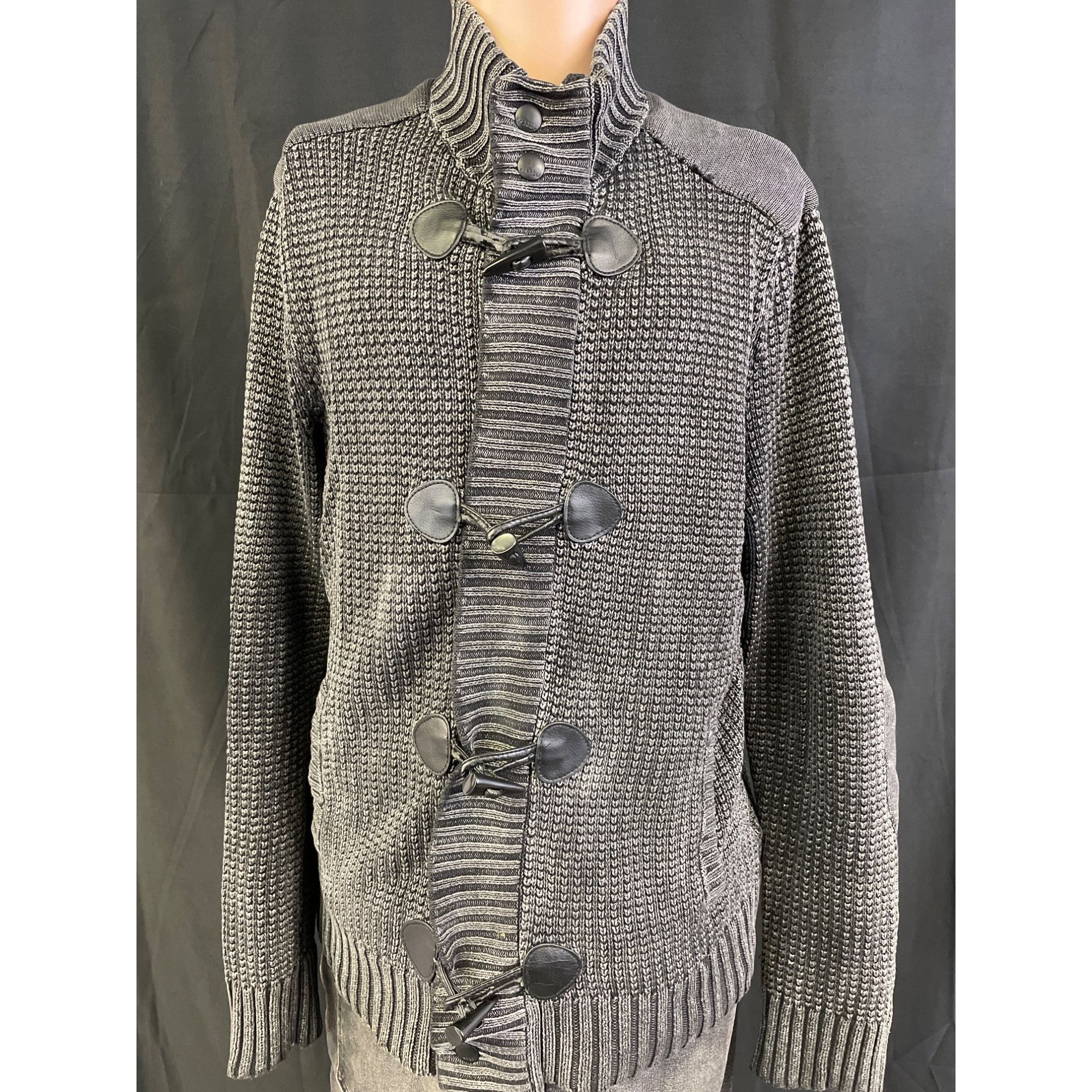 Express Express Men's Charcoal Gray Knitted/Zip up/Button Sweater SK Size US M / EU 48-50 / 2 - 1 Thumbnail