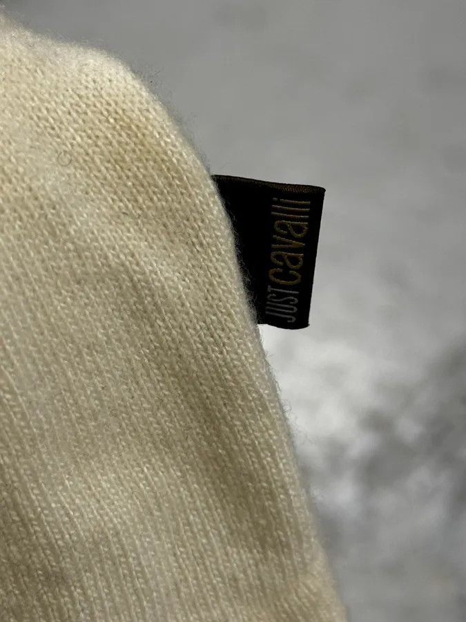 Roberto Cavalli 2000s Cavalli Cream White Abstract Turtleneck Sweater Size US S / EU 44-46 / 1 - 12 Thumbnail