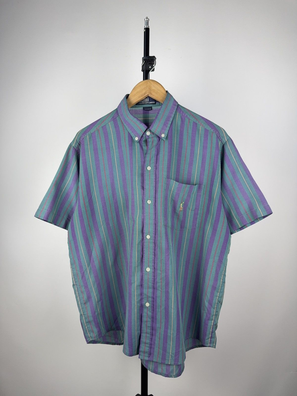 Polo Ralph Lauren × Ralph Lauren × Vintage Vintage 90s Polo Ralph Lauren Striped Short Sleeve Shirt Size US L / EU 52-54 / 3 - 1 Thumbnail