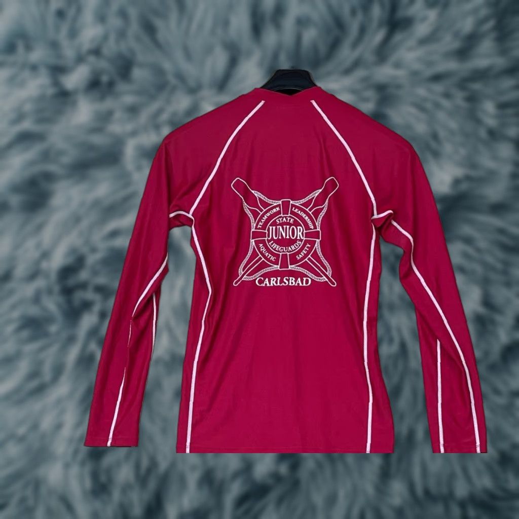 Vintage Tuga Red Rashguard Long Sleeve Sunwear Top M Medium Unisex Adults Nylon Lycra Solid Blouse State Junior Lifeguard Size M / US 6-8 / IT 42-44 - 1 Thumbnail