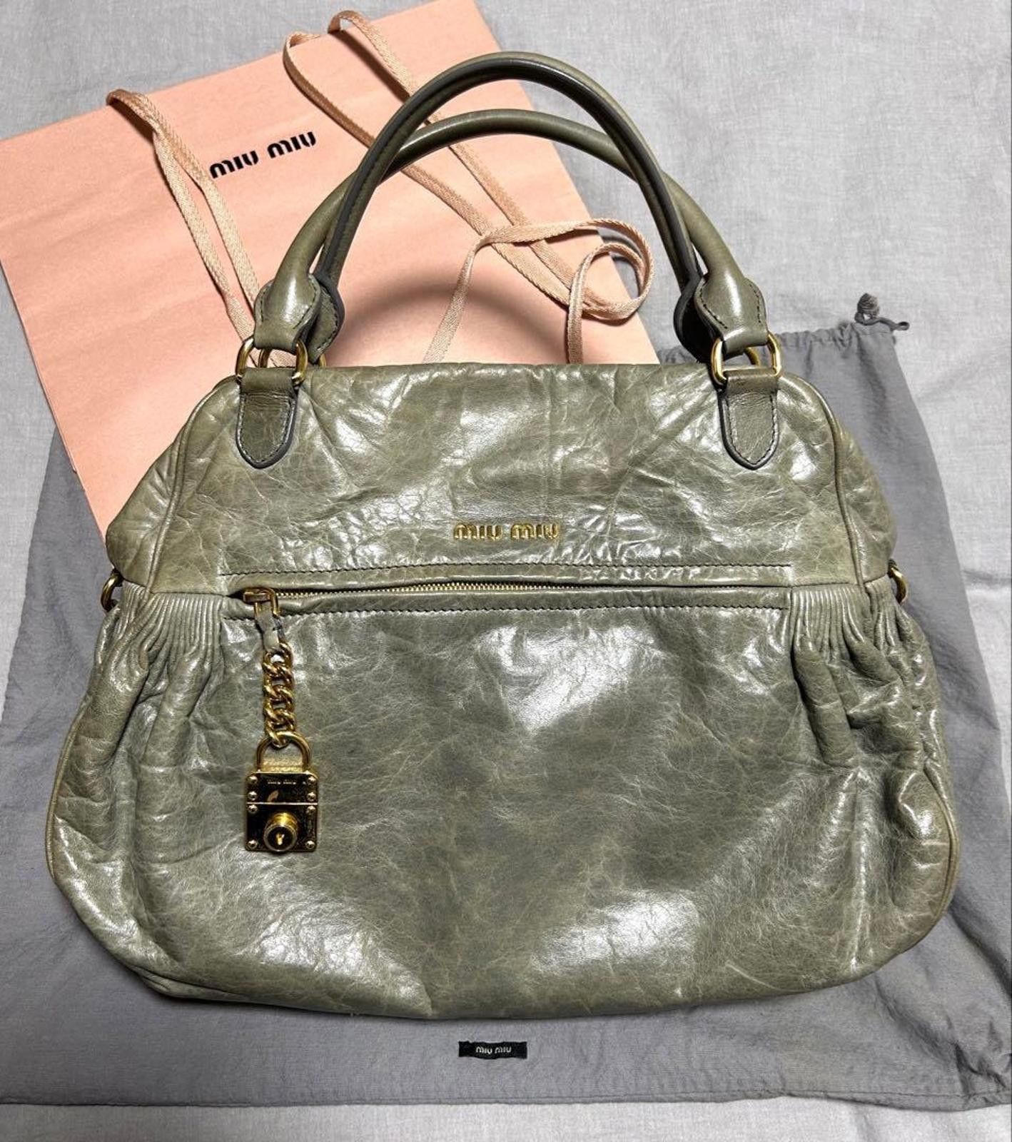 Miu Miu Miu Miu - Gray Leather Large Tote Bag Size ONE SIZE - 2 Thumbnail