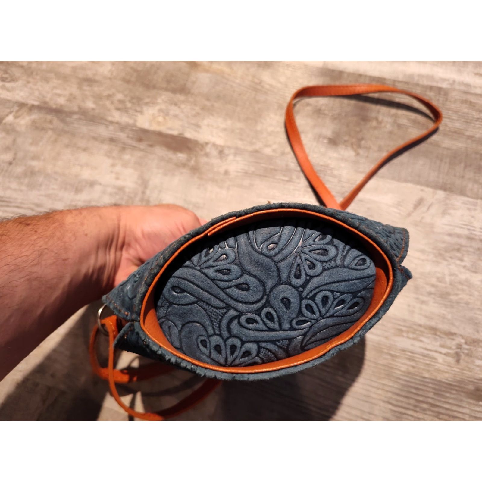 Vintage VINTAGE Borse in Pelle Italian Leather Crossbody Bag Women Small Blue Floral 90s Handmade Italy Size ONE SIZE - 4 Thumbnail