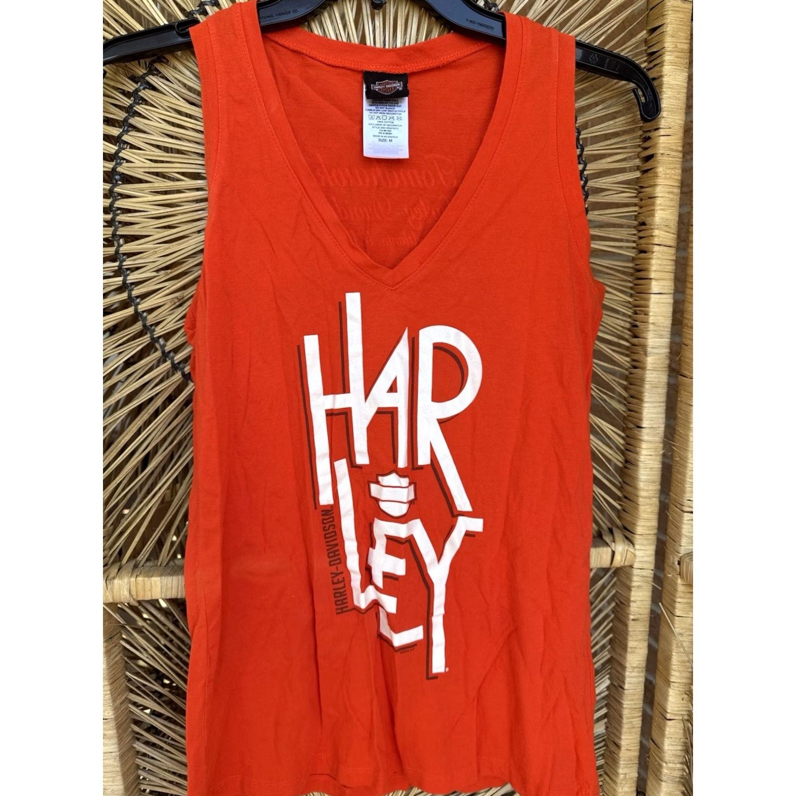 Harley Davidson Harley-Davidson Women's Orange Sleeveless V-Neck Tank Top Logo Graphic M Size M / US 6-8 / IT 42-44 - 5 Thumbnail