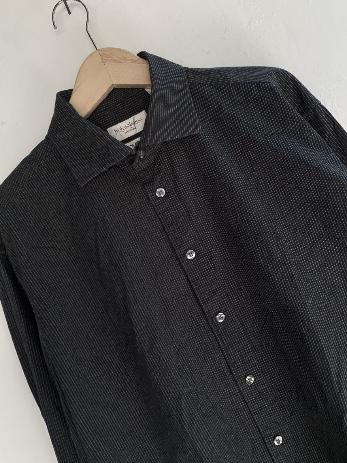 Vintage Vintage yves saint laurent pour homme black pin striped Size US L / EU 52-54 / 3 - 2 Thumbnail