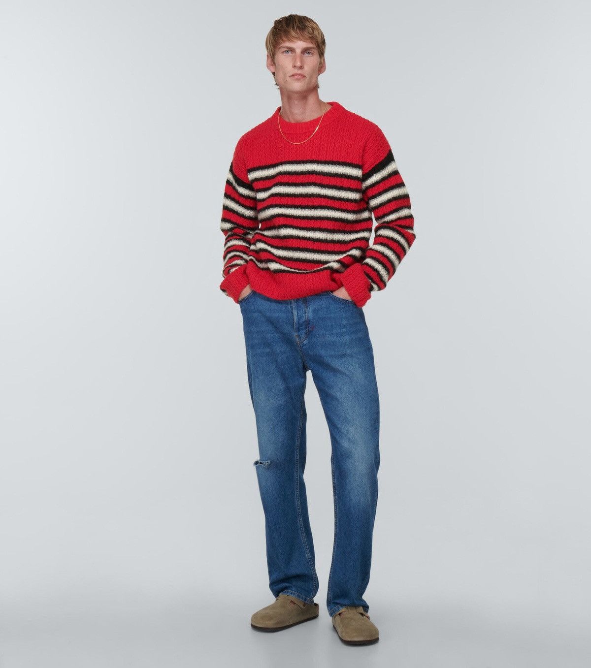 ERL ERL Red Knit Striped Crewneck Sweater | US Mens M Size US M / EU 48-50 / 2 - 8 Thumbnail