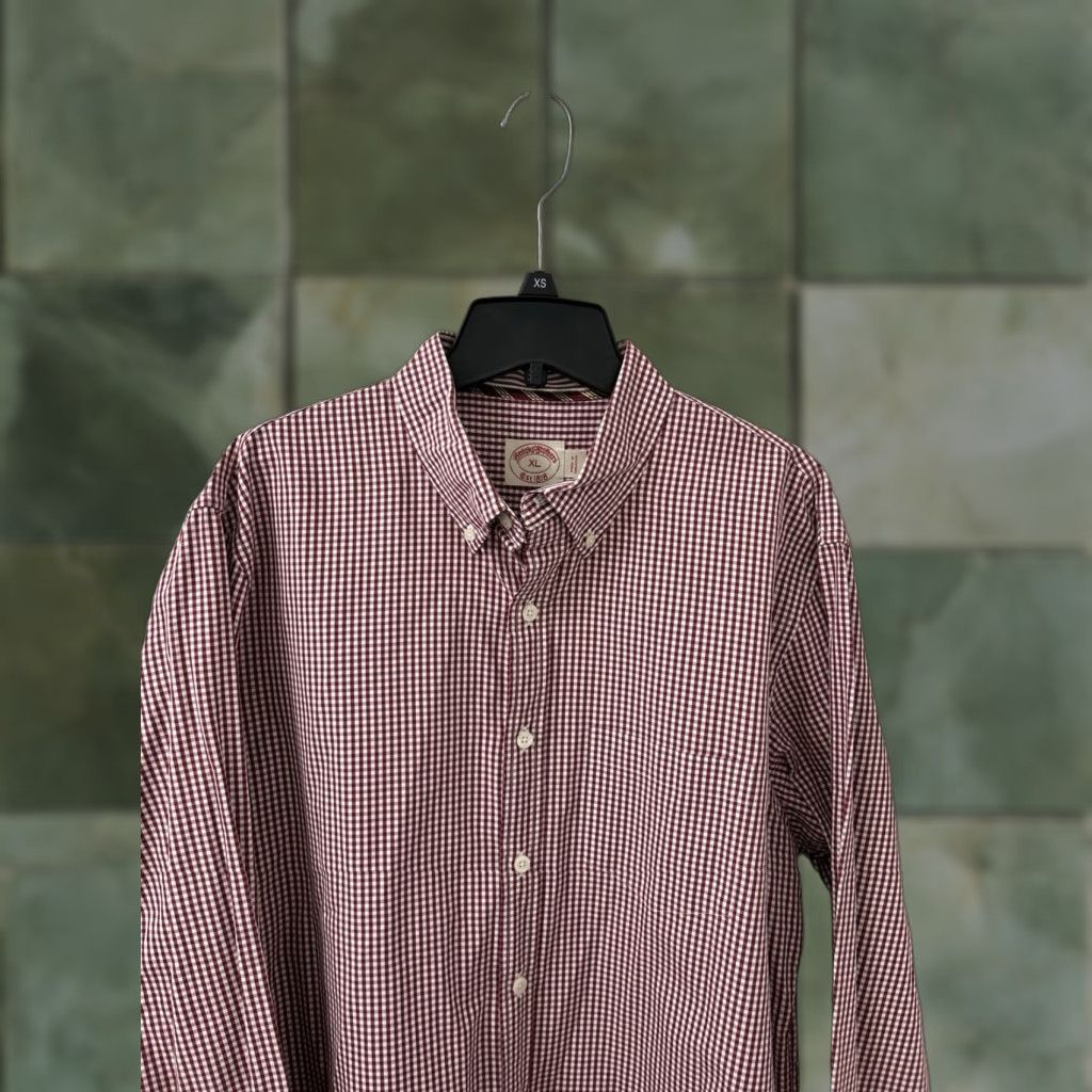 Brooks Brothers Brooks Brothers Shirt Mens XL Red White Plaid Gingham Button Down Long Sleeve Size US XL / EU 56 / 4 - 1 Thumbnail
