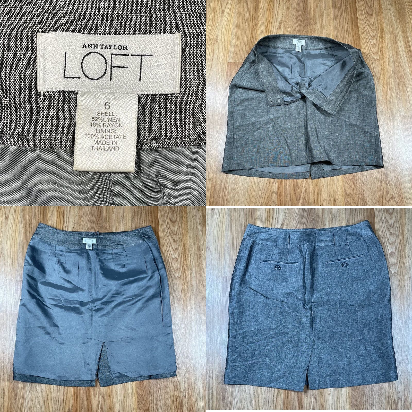 Ann Taylor Loft Ann Taylor Linen Blend Knee Length Skirt Womens Size 6 Gray Pencils Size 28" / US 6 / IT 42 - 8 Thumbnail