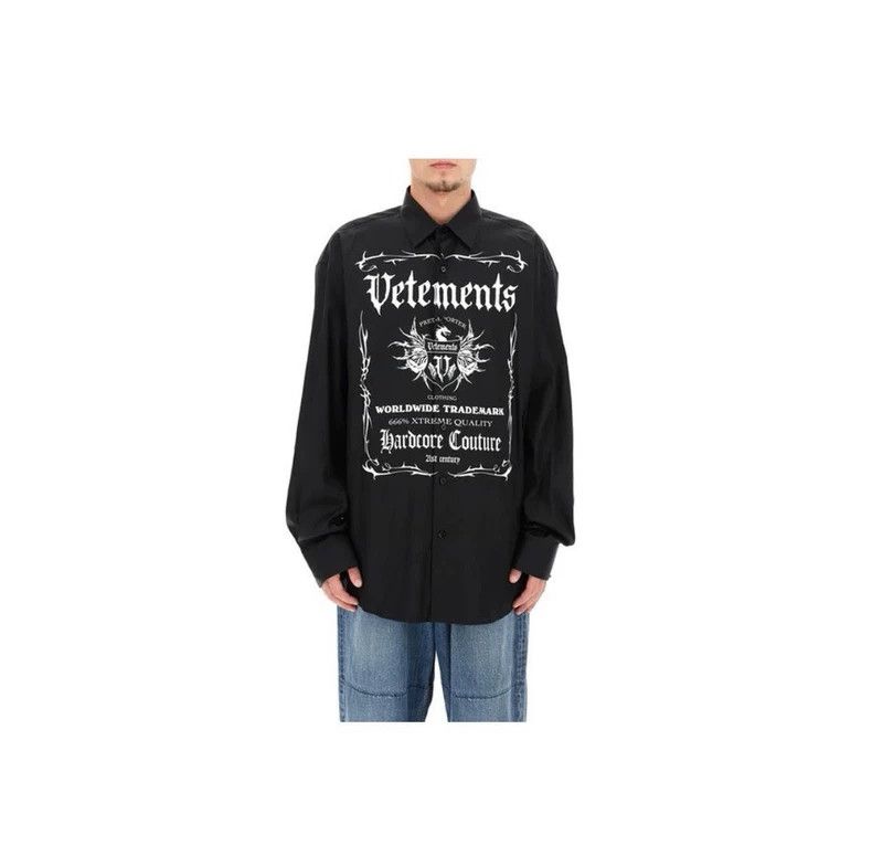 Vetements Vetements Letter Printed Collar Long Sleeve Shirt Men's Bl Size US XL / EU 56 / 4 - 4 Thumbnail