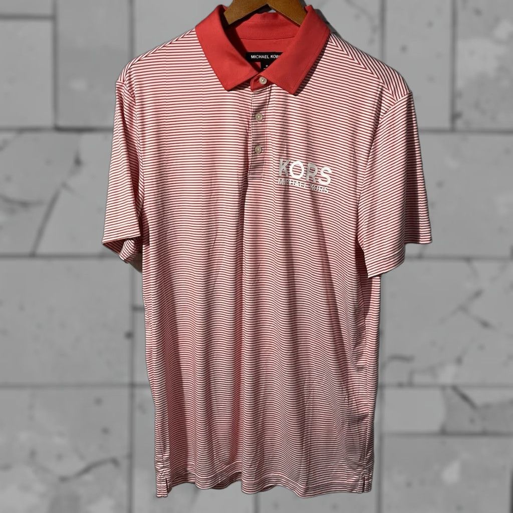 Michael Kors Michael Kors Polo Shirt Mens Size M Red Striped Athletic Stretchy Shirt Size US M / EU 48-50 / 2 - 1 Thumbnail