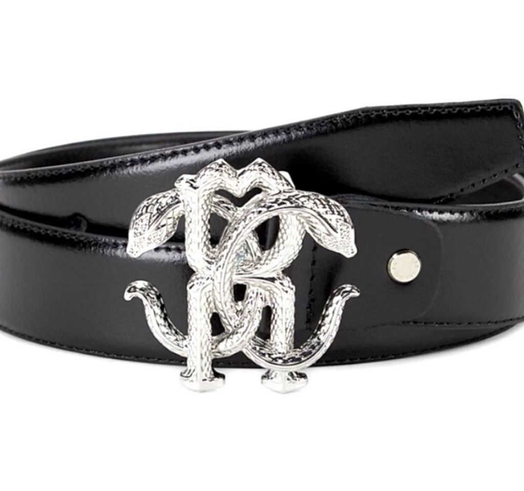 Roberto Cavalli Roberto Cavalli Snake Buckle Belt | Black Leather | Gothic Size ONE SIZE - 1 Thumbnail