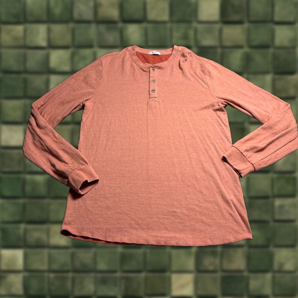 Marine Layer Marine Layer Double Knit Henley Shirt Mens M Orange Long Sleeve Pullover Size US M / EU 48-50 / 2 - 1 Thumbnail