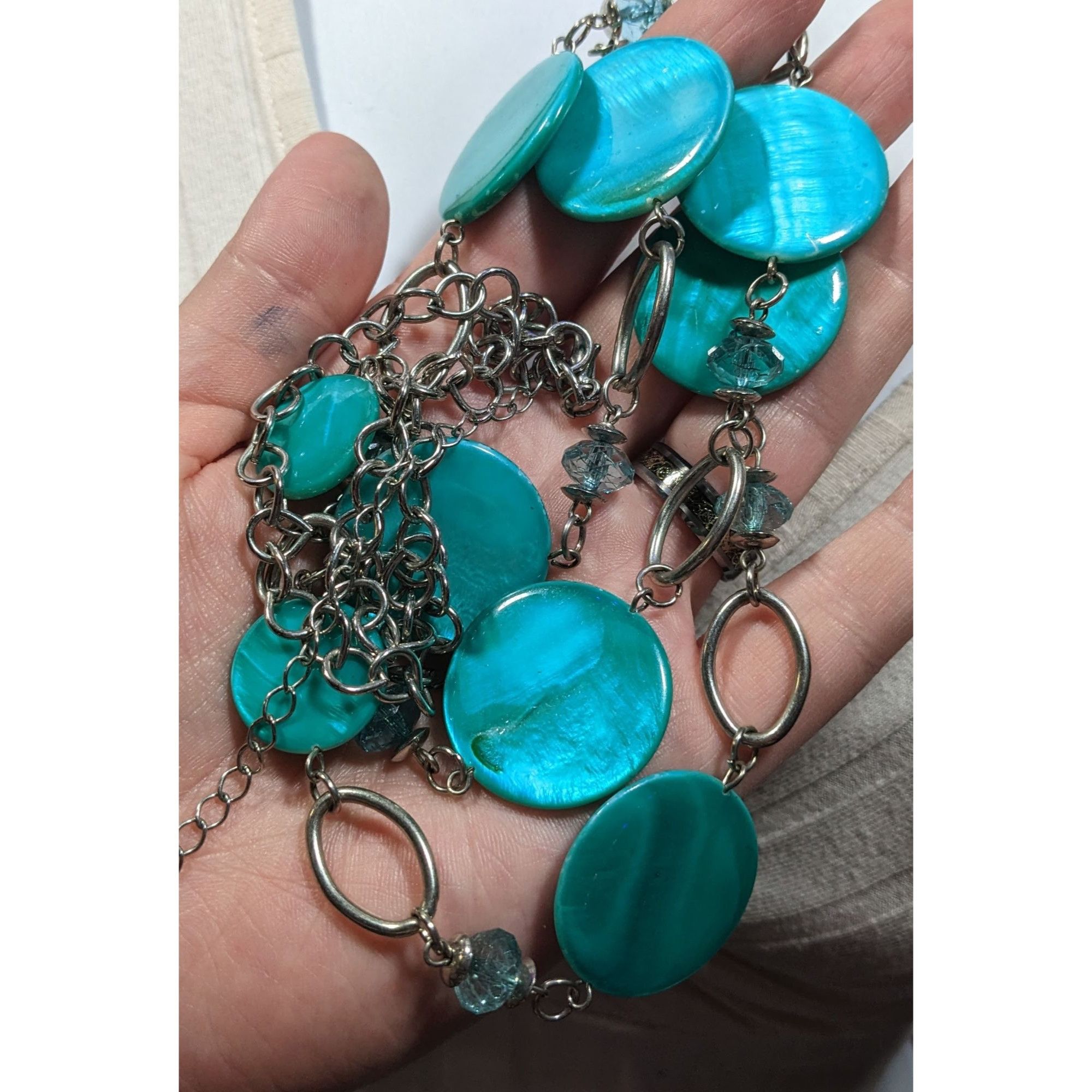 Other Retro Mermaidcore Blue Shell And Glass Station Necklace Size ONE SIZE - 4 Thumbnail